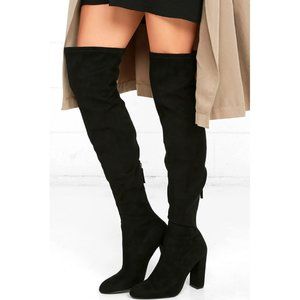 Steve Madden Emotions Black Suede Over the Knee Boots